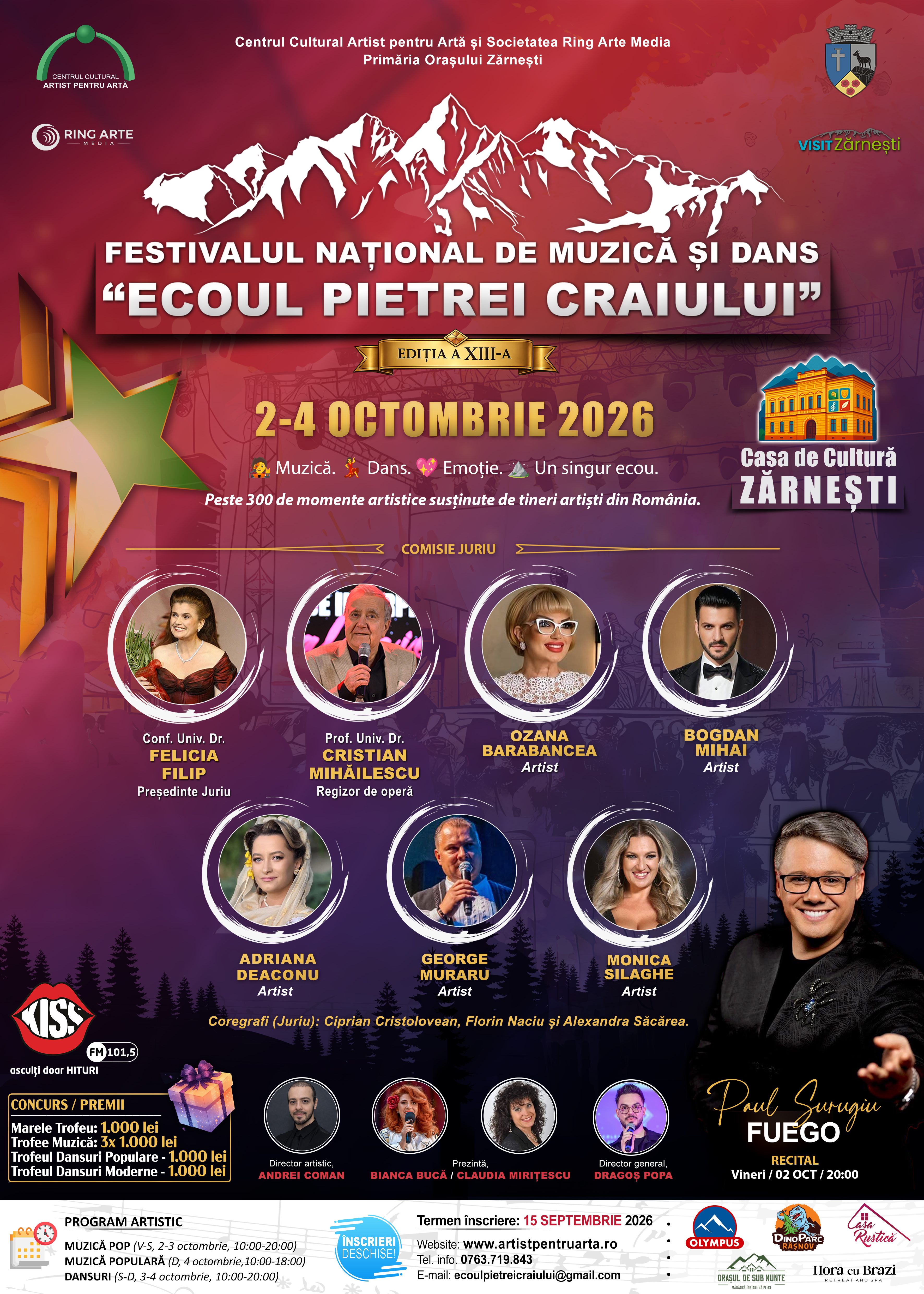 Afișul Festivalului Național de Muzică și Dans Ecoul Pietrei Craiului, ediția 2026